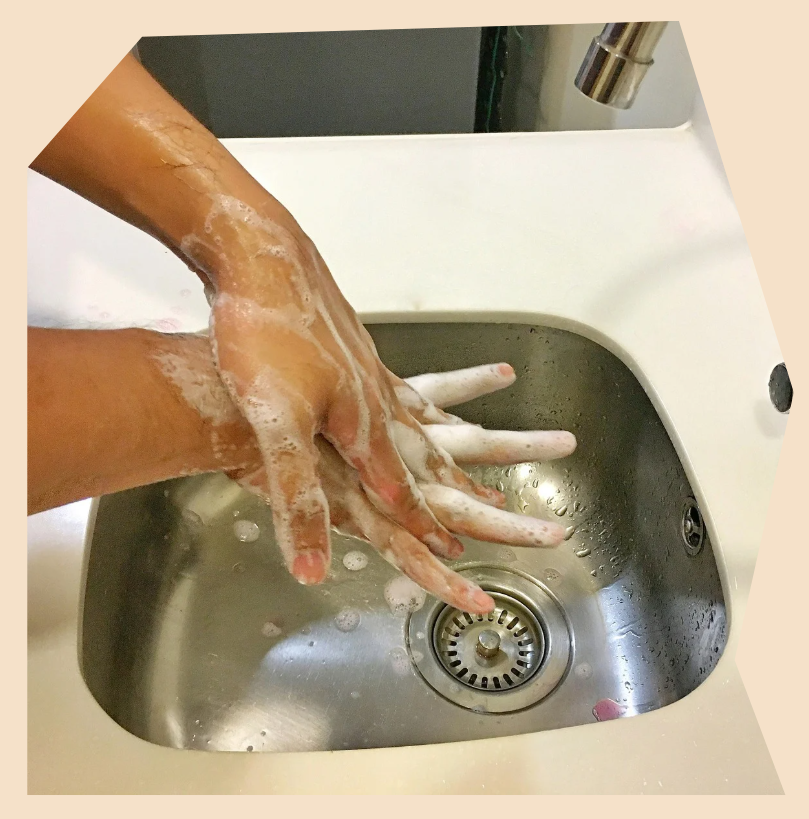 Hands washing to represent hygiene